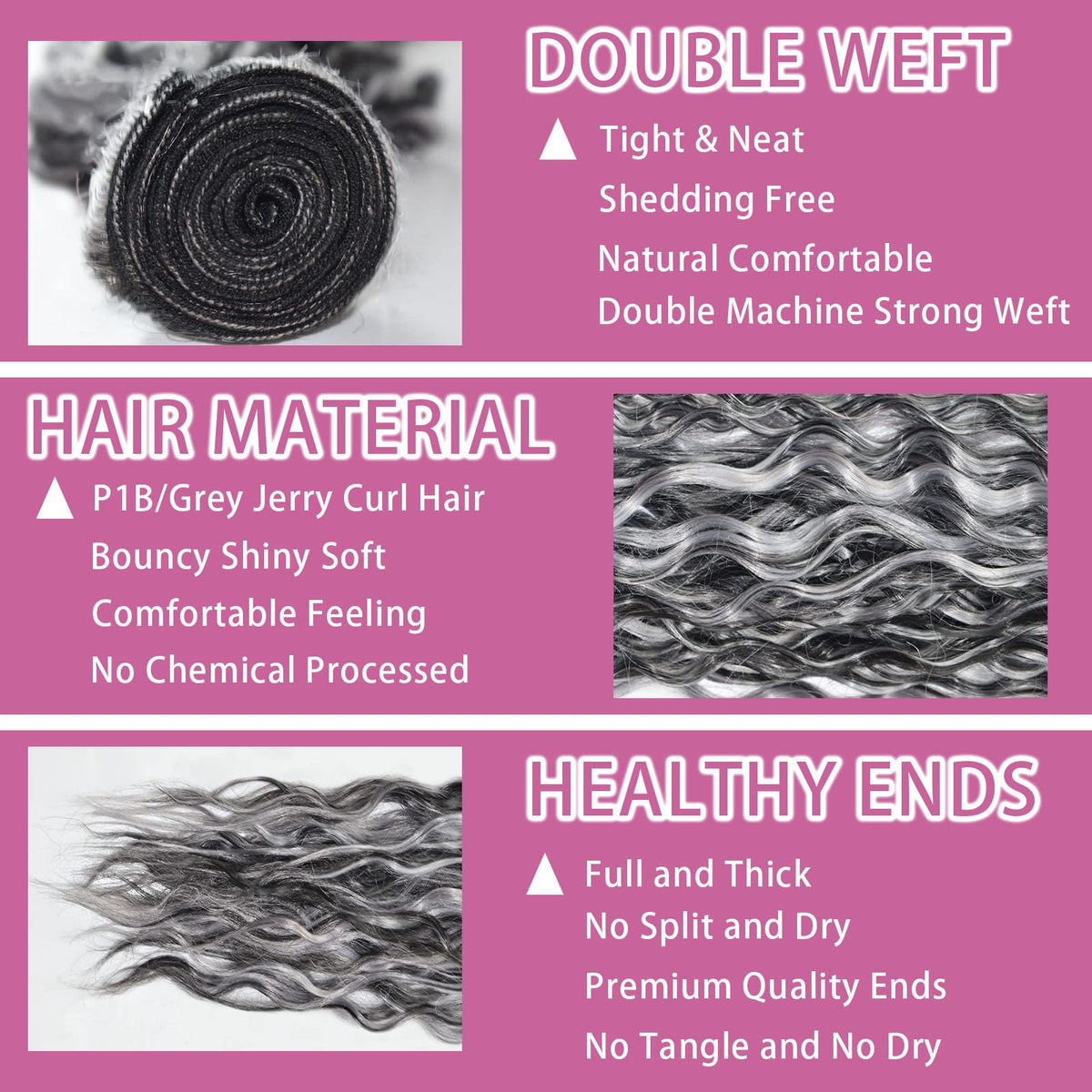 Habiliana P1B/GREY Human Hair Bundles side view