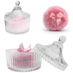 Habitable tree Large Body Powder Puff Set with glass container