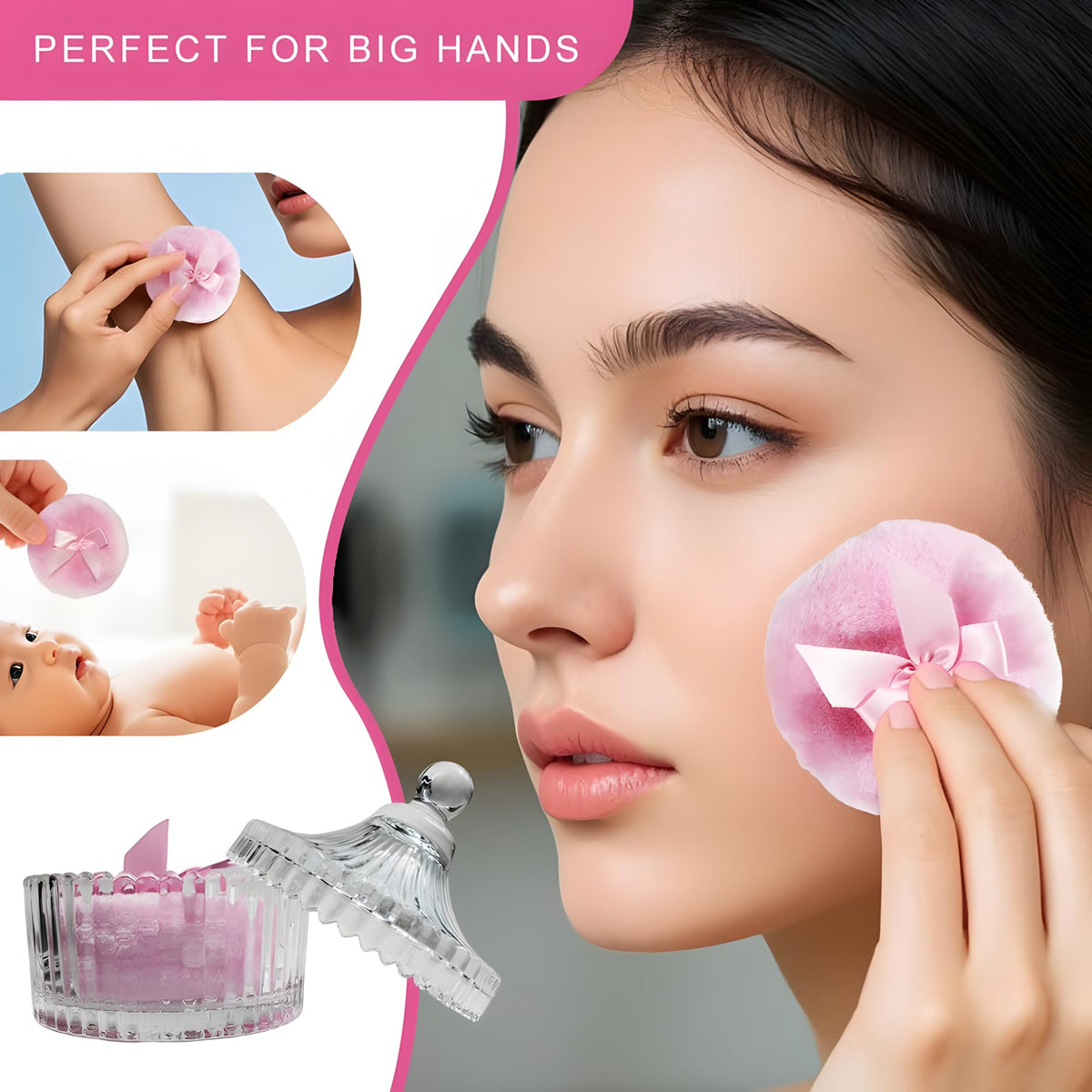 Habitable tree powder puff set on a vanity table