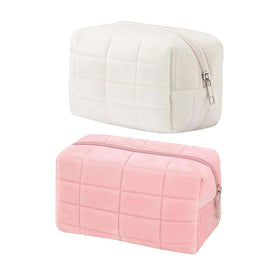 HABUAETY 2PCS Makeup Cosmetic Bag front view in checkered pattern