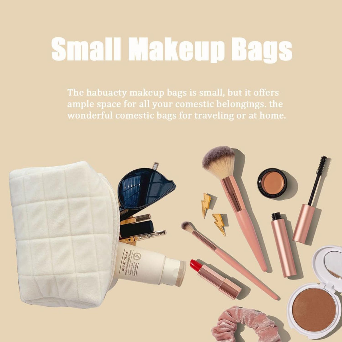 HABUAETY makeup bag side view showing compact size