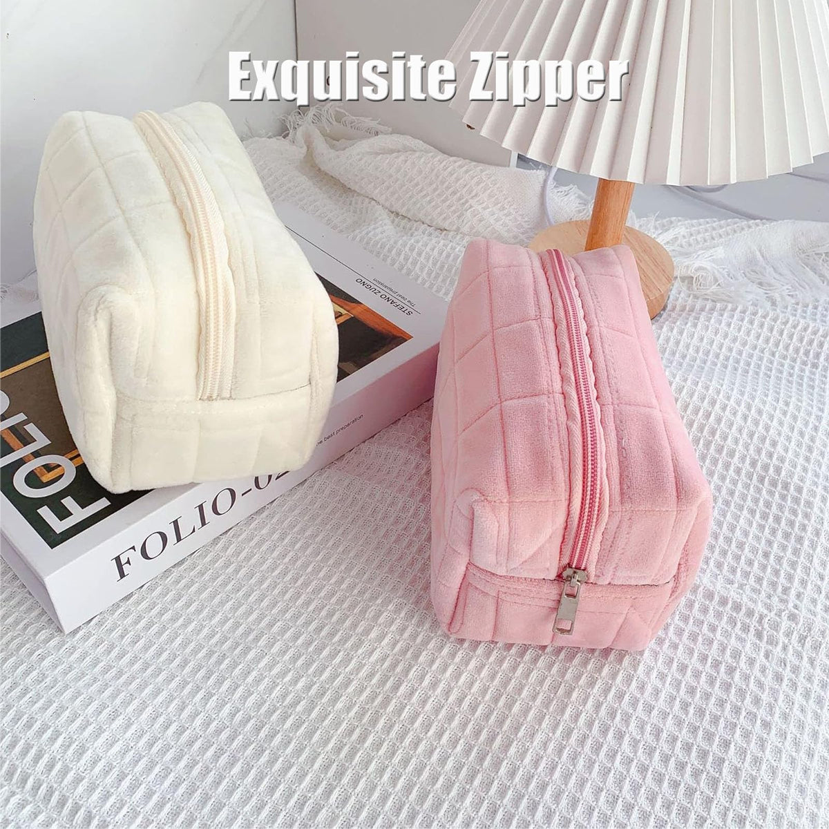 HABUAETY makeup pouch with cosmetics inside for travel use