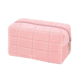 HABUAETY small checkered makeup bag front view in plush material