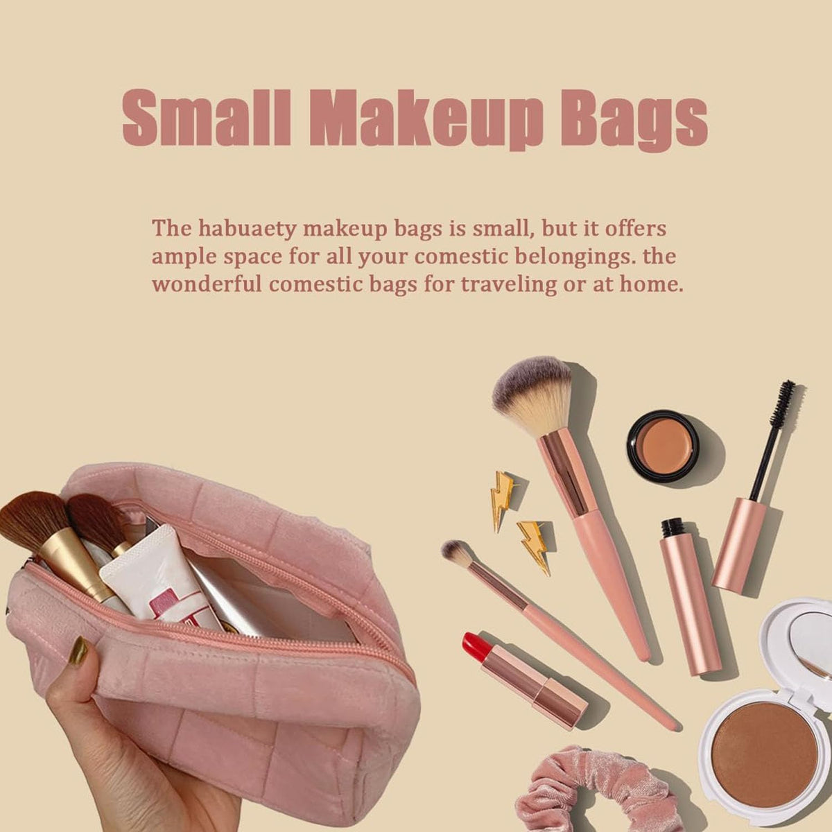 HABUAETY small makeup bag showing Y2K aesthetic checked pattern