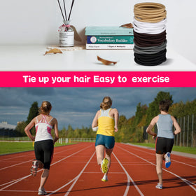 Hageolan hair ties in use holding a ponytail during sports