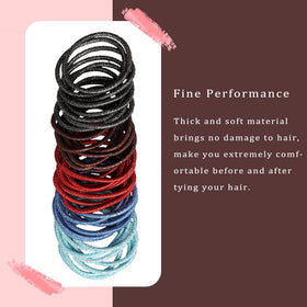 Hageolan hair ties in use on thick curly hair