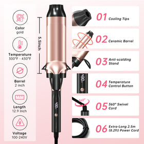 hahahope 2 inch curling iron close-up of barrel