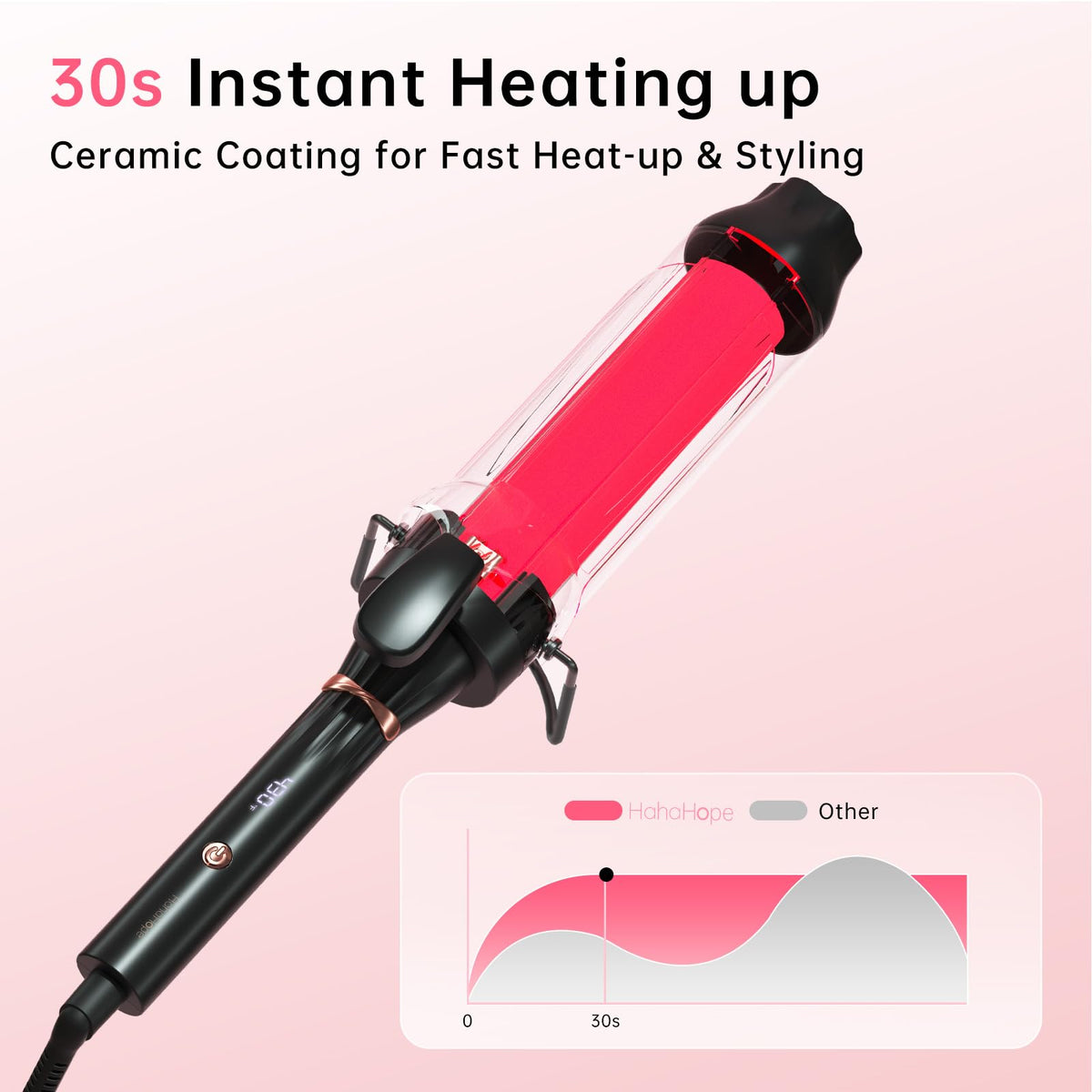hahahope 2 inch curling iron in use creating beach waves