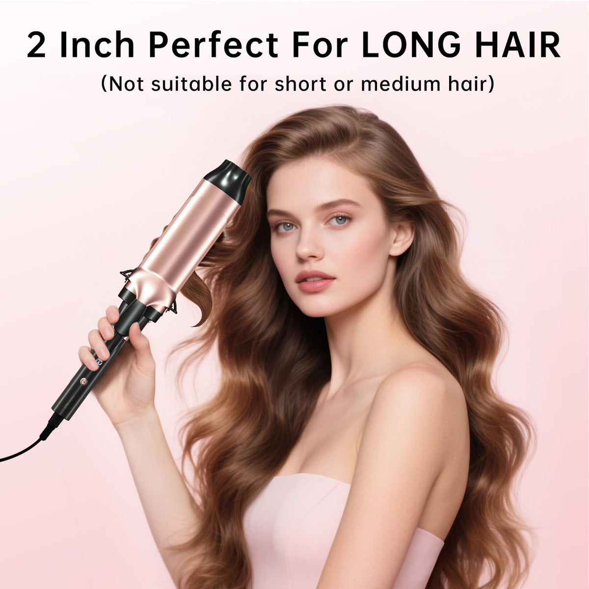 hahahope 2 inch curling iron side view with LCD display