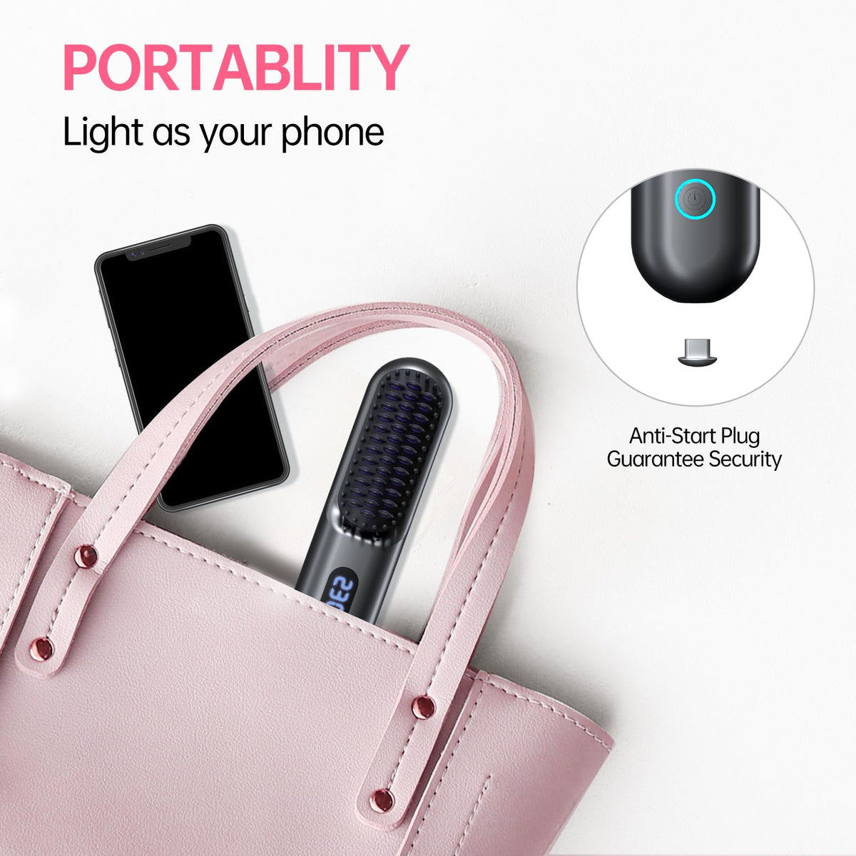 hahahope Cordless Hair Straightener Brush grey packaging