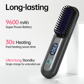 hahahope Cordless Hair Straightener Brush grey with charging cable