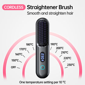 hahahope Cordless Hair Straightener Brush grey with comb design