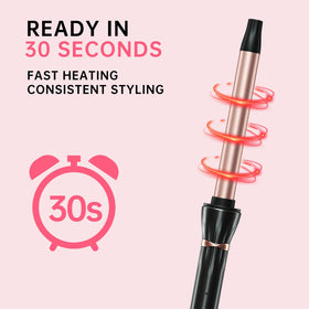 Hahahope curling wand displayed with beautiful curls