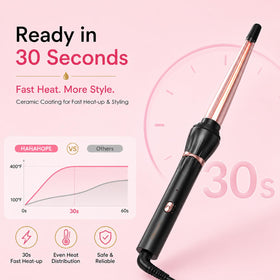 hahahope curling wand showing the ergonomic handle