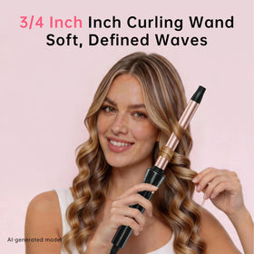 Hahahope curling wand side view showcasing the small barrel