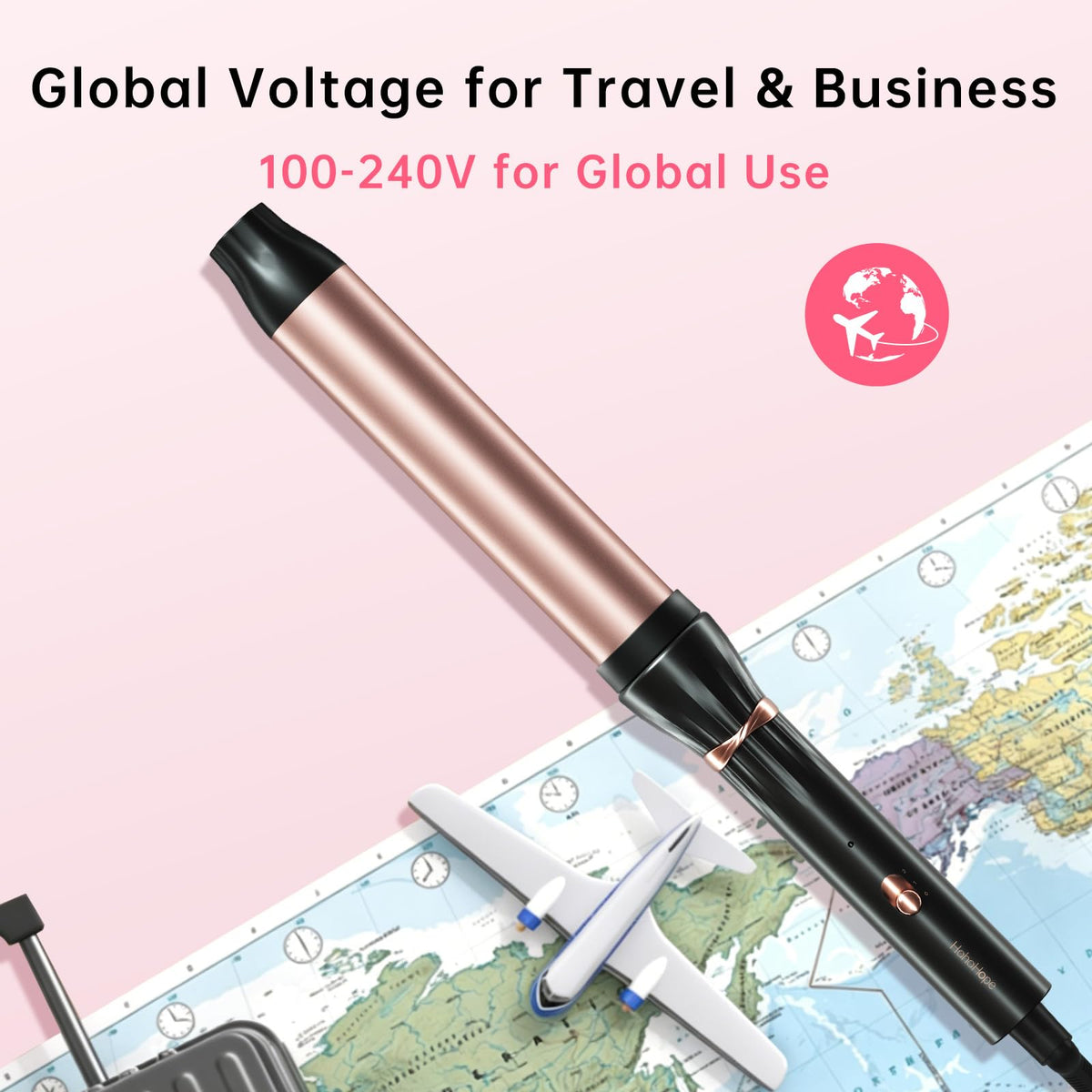 Hahahope Curling Wand with 360° swivel cord