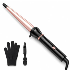 hahahope tapered curling iron front view with ceramic barrel