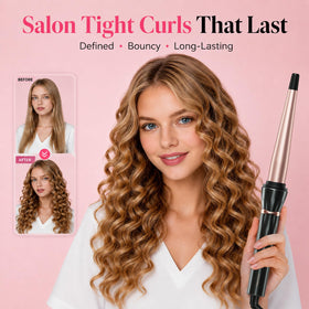 hahahope tapered curling iron with heat settings displayed