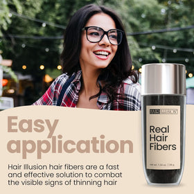 Hair Illusion Hair Building Fibers 38g black with application instructions
