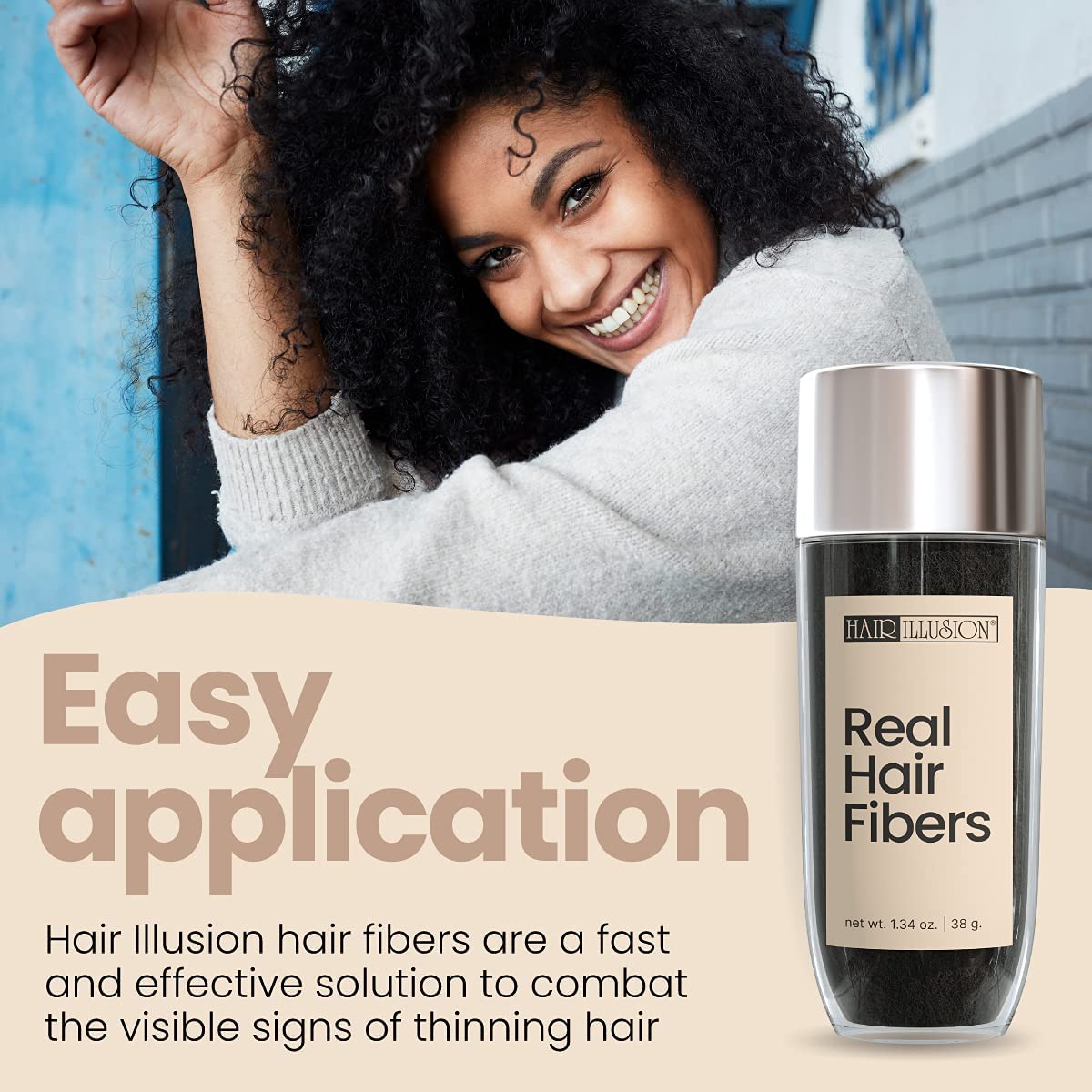 Hair Illusion Hair Building Fibers 38g Jet Black packaging details