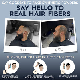 hair illusion Hair Building Fibers Black 18g with before and after results