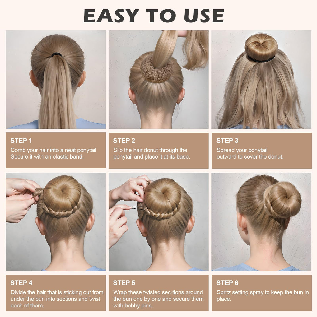 Hair pins included in Teenitor bun maker set