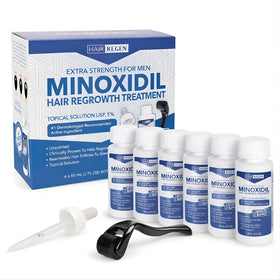 Hair Regen Minoxidil 5% six serum bottles front view