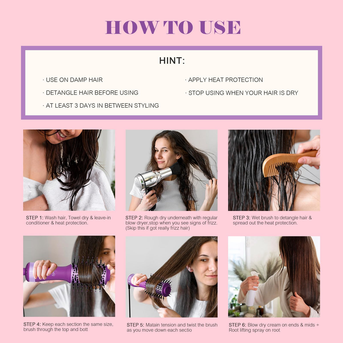 Hair Trends Dual Voltage Travel Hair Dryer Brush with styling results