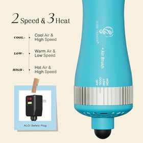 Hair Trends Mini Hot Air Dryer Straightener & Curler Brush in travel bag