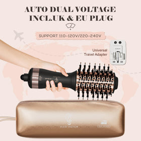 Hair Trends Travel Hair Dryer Brush side view showcasing the oval design
