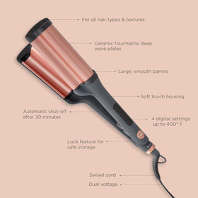 Hairitage 3 Barrel Curling Iron in use creating beach waves