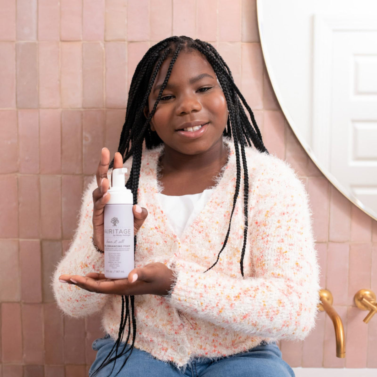 Hairitage Curl Mousse Foam 5 oz application demonstration