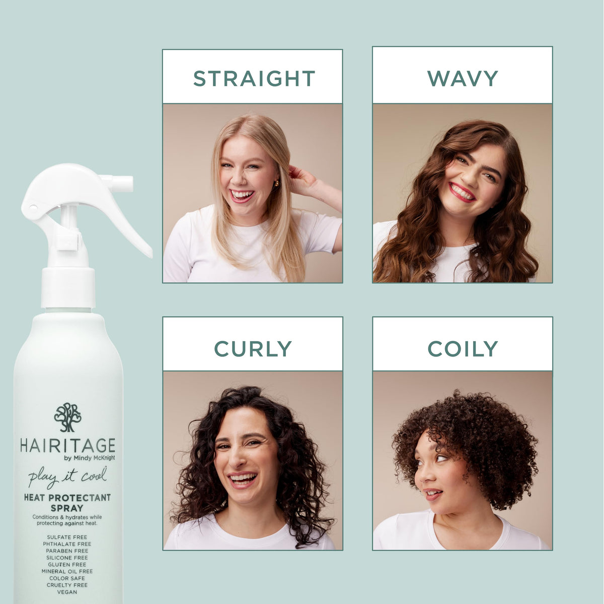 Hairitage Heat Protectant Spray bottle side view