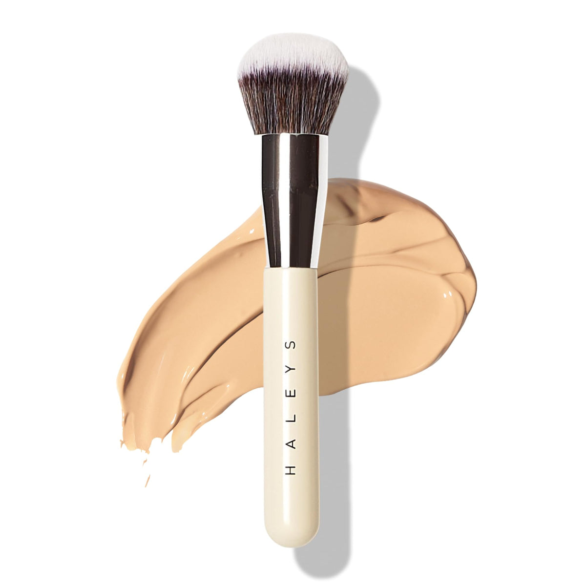 HALEYS Kabuki Foundation Brush front view with soft bristles