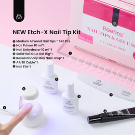 Half matte texture of the almond nail tips from beetles