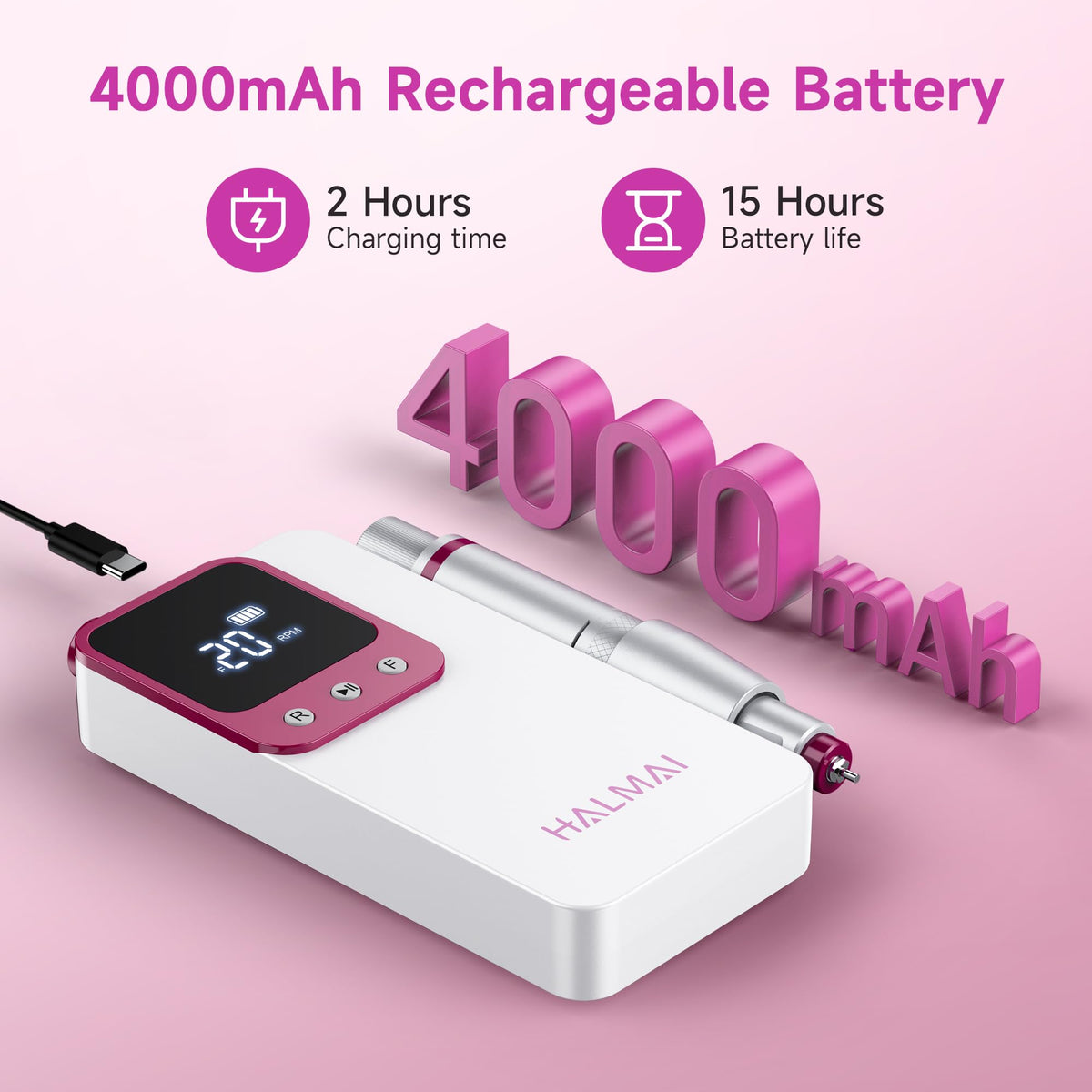Halmai Electric Nail Drill compact design for easy storage
