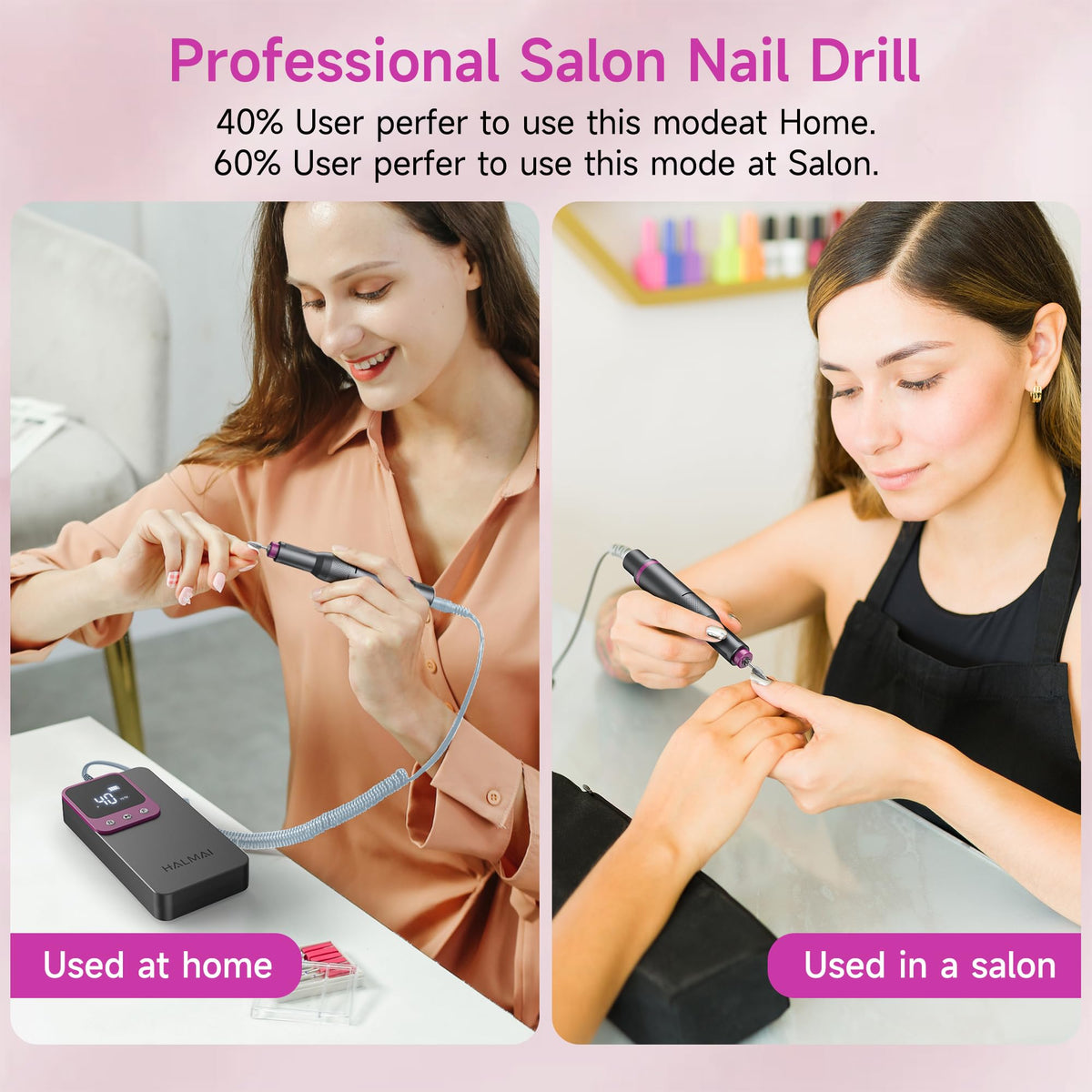 Halmai Electric Nail Drill compact design for storage