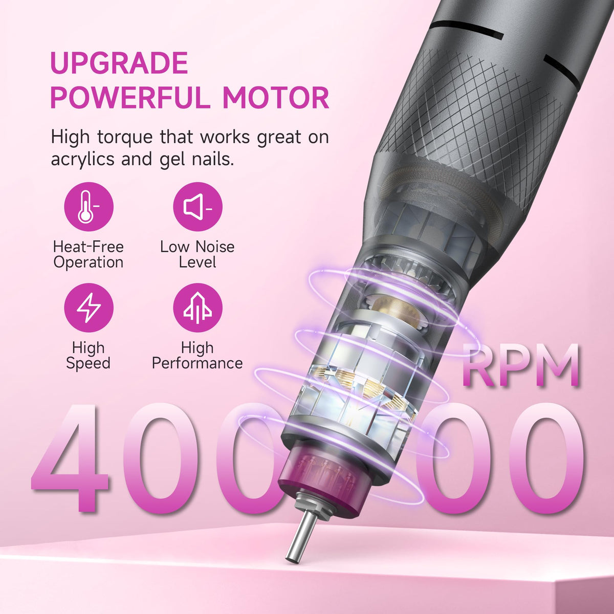 Halmai Electric Nail Drill showing LCD display