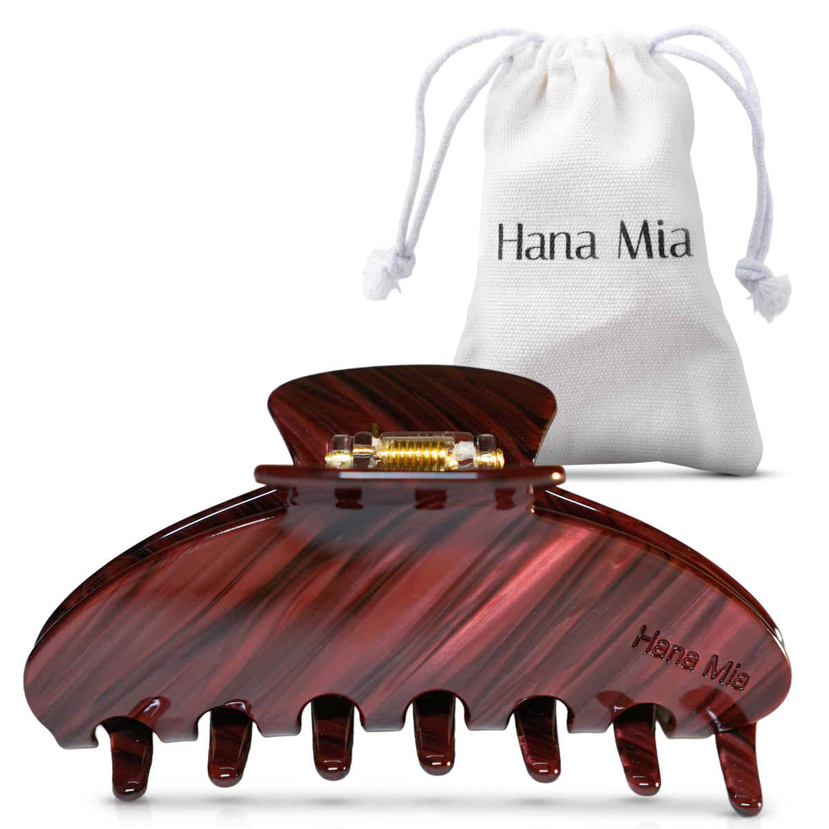 Hana Mia Burgundy Claw Clip front view with glossy finish