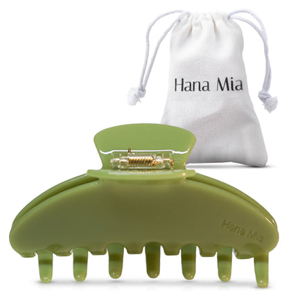 Hana Mia Green Claw Clip front view with glossy finish