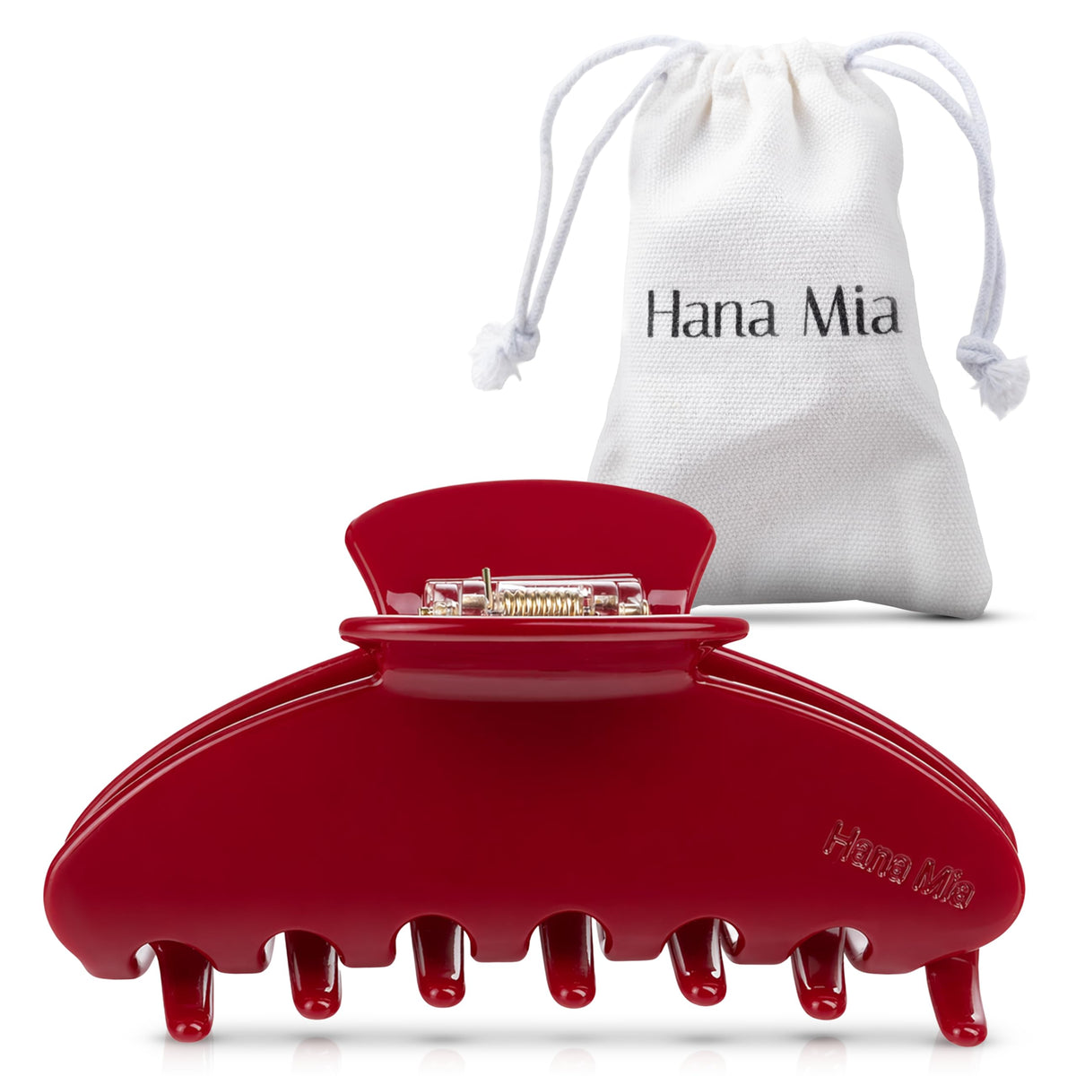 Hana Mia Large Red Claw Clip front view with glossy finish