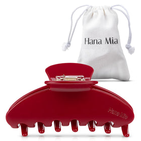 Hana Mia Large Red Claw Clip front view with glossy finish