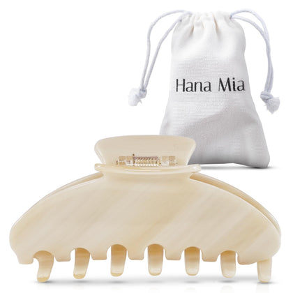 Hana Mia Luxury Creme Claw Clip front view with glossy finish