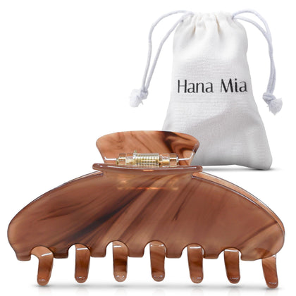 Hana Mia Mocha Claw Clip front view with glossy finish