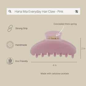Hana Mia Pink Claw Clip displayed on a vanity table