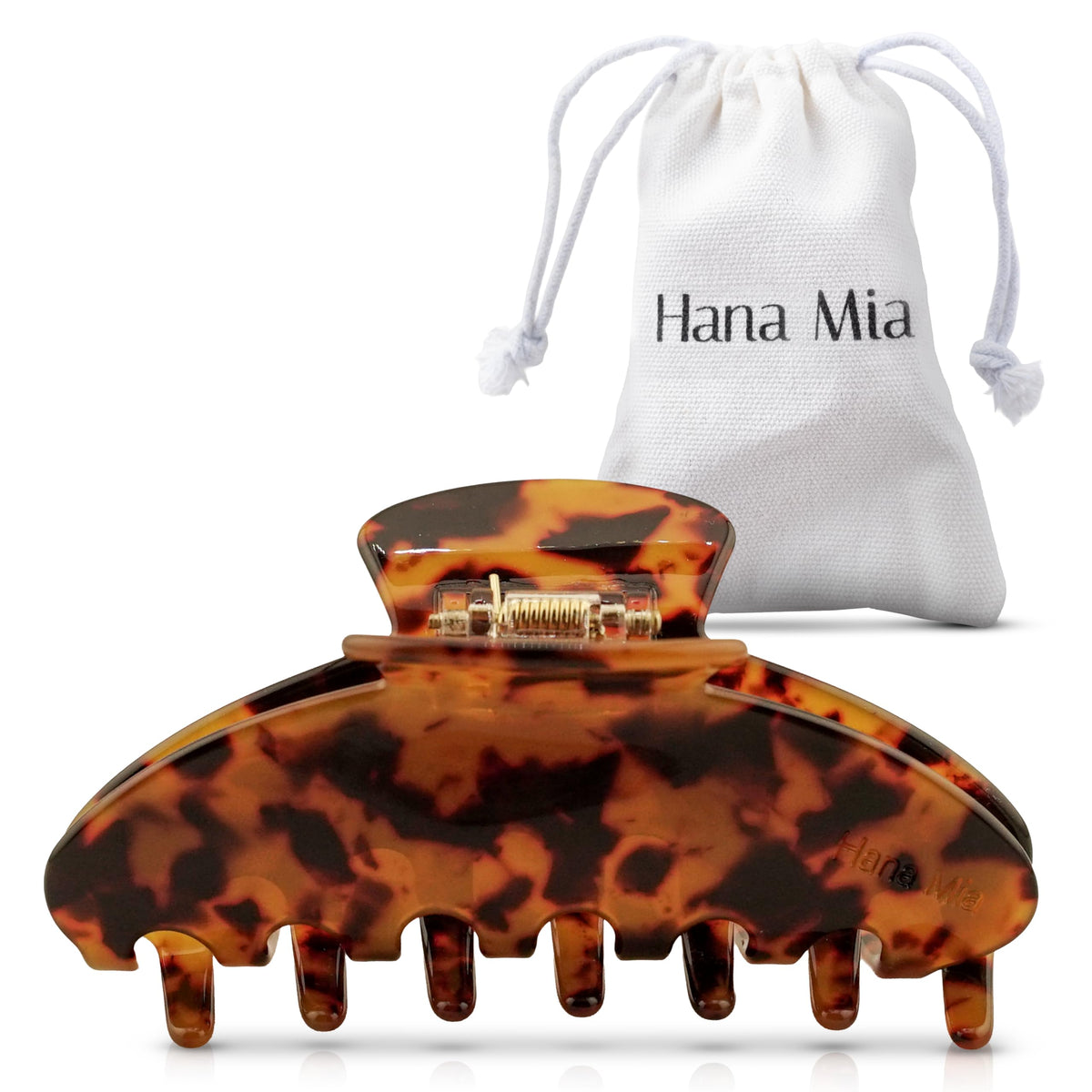 Hana Mia Tortoiseshell Claw Clip front view with glossy finish