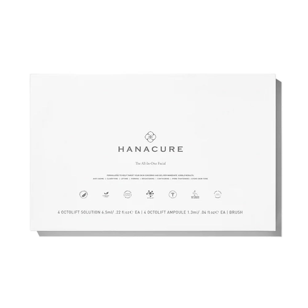 Hanacure All-In-One Facial Set contents including ampoules and brush
