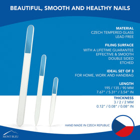 Hand holding Mont Bleu Glass Nail File showcasing its elegant design