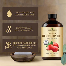 Handcraft Blends Organic Rosehip Oil 4 Fl Oz bottle close-up