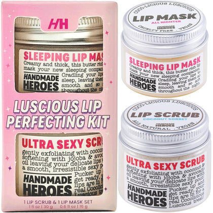 Handmade Heroes Coconut Lip Scrub front view with packaging